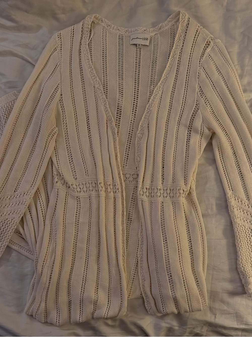 Lightweight Cream Open-Knit Cardigan